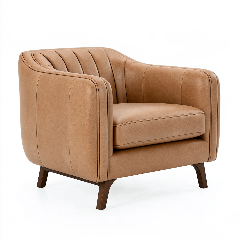 Fauteuil 90 x 85 x 82 cm en revêtement synthétique camel style moderne
