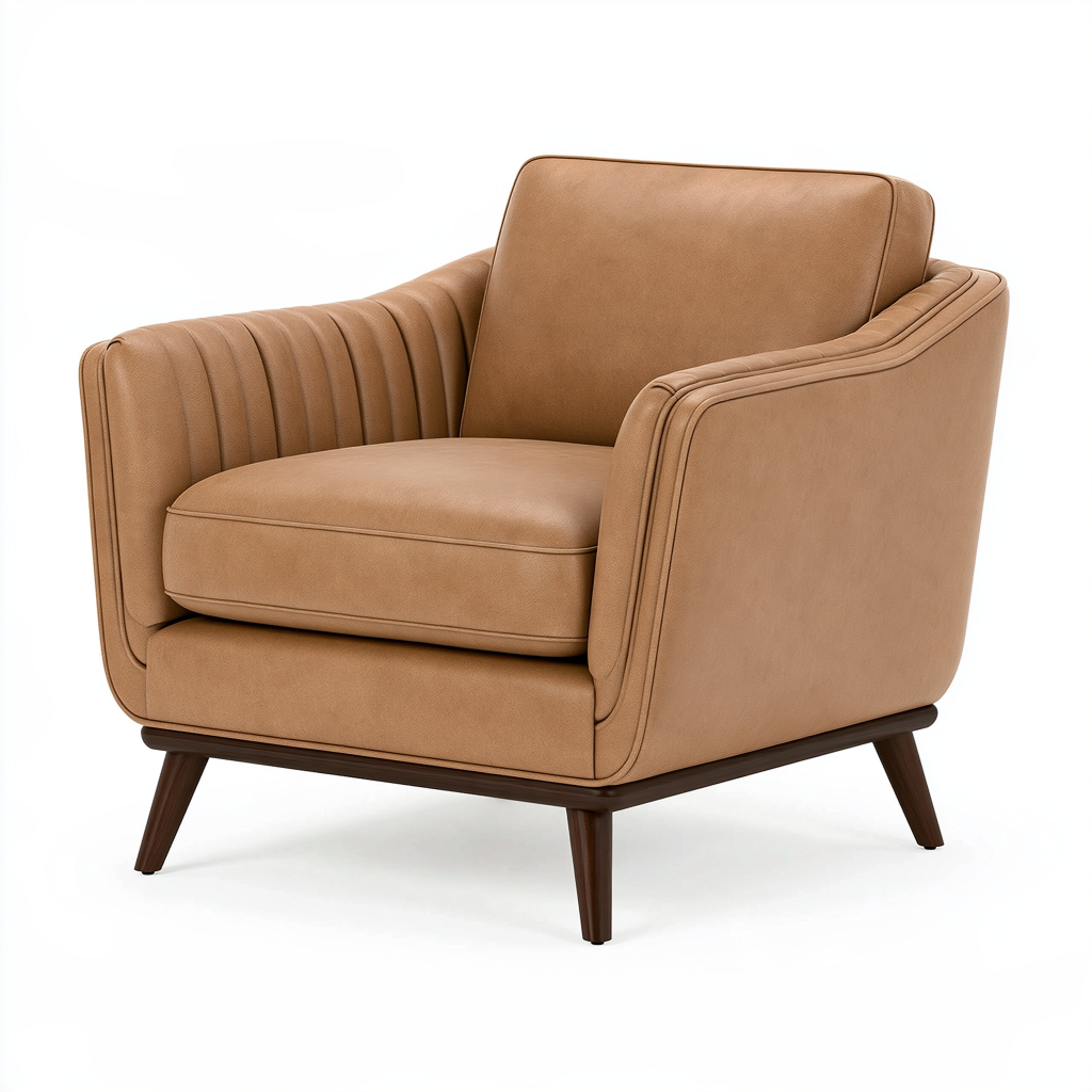 Fauteuil 92 x 88 x 85 cm en similicuir camel style moderne
