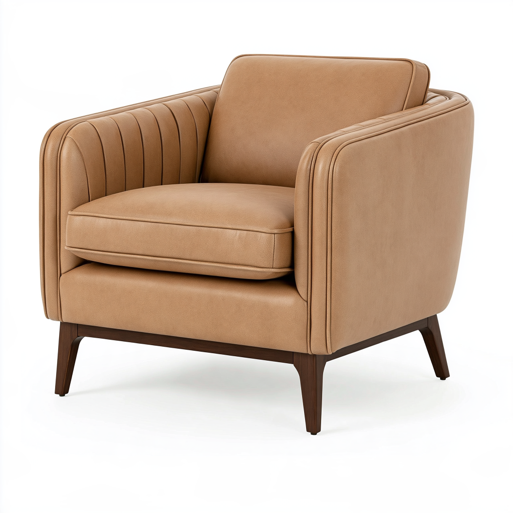 Fauteuil 85 x 82 x 83 cm revêtement aspect cuir camel style contemporain