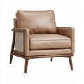 Fauteuil 82 x 78 x 84 cm marron en bois aspect cuir et cannage style rétro