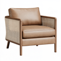Fauteuil 78 x 82 x 84 cm en bois brun et cannage naturel style contemporain