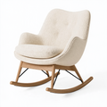 Fauteuil à bascule 95 x 70 x 100 cm tissu bouclette écru bois style scandinave