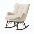 Fauteuil à bascule 75 x 90 x 100 cm en tissu bouclette beige avec structure en bois