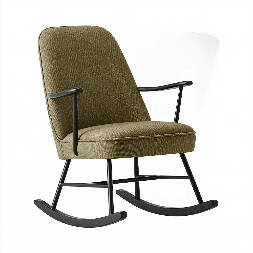 Fauteuil à bascule 72 x 88 x 98 cm en tissu kaki avec structure noire