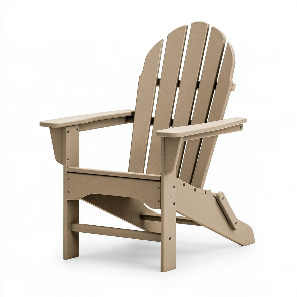 Fauteuil Adirondack 83 x 80 x 96 cm en plastique beige pour extérieur à dossier incliné