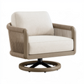 Fauteuil pivotant 82 x 78 x 82 cm en textile écru et corde taupe style contemporain