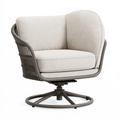 Fauteuil de jardin pivotant 78 x 82 x 87 cm en métal et corde taupe avec assise rembourrée