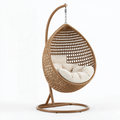 Fauteuil suspendu 105 x 105 x 195 cm en fibres tressées marron avec support pour intérieur et jardin