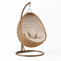 Fauteuil suspendu 105 x 95 x 195 cm en rotin marron avec support métal