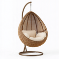 Fauteuil suspendu 110 x 100 x 195 cm en rotin marron avec support métal style bohème