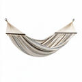 Hamac 200 x 80 cm en coton écru et noir avec barres en bois style bohème pour jardin