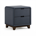 Table de chevet 50 x 40 x 55 cm bleu foncé en similicuir avec 2 tiroirs style moderne